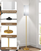 Floor Lamp, Pole with Foot Switch, Modern Standing Lamp Lampshade, Minimalist Freestanding Lamp (Bulb Not Included), for Living Room, Bedroom Office ETL Listed Gold and White DCW07LD05
