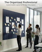 Aothia 12-Pack Felt Bulletin Board Tiles - 48x36 Modular Pin Board for Walls, 0.2" Thick Cork Board Alternative for Office & Classroom, 70 Adhesive Tabs & 40 Pushpins Included (Navy Blue)