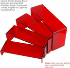 ELEGANTLIFE Acrylic Display Risers Set of 4, 4-Level Tiered Display Stands for Cupcakes, Small Figures & Jewelry, Compact Countertop Display Shelf, Multiple Colors Available (Translucent Red)