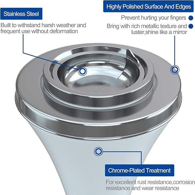 RELIANCER Floor Standing Ashtray w/Detachable Cigar Container,Stainless Steel Cigarette Ash Tray,Outdoor Self-Cleaning Ash Holder w/Weighted Base,Cigarettes Butt Receptacle Disposal for Home Patio