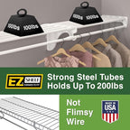 EZ Shelf - DIY Expandable Closet Shelf (NO Hanging Rod) - 28” to 48” - White - Easy to Install to 2 Sidewalls - (EZS-SW48) - Wire Closet Shelving Alternative