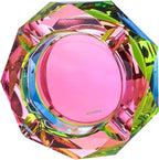 Kaforise Heavy K9 Crystal Ashtray for Cigarettes – Cool Color-Changing Glass Ash Tray for Outdoor Patio & Home Decor – Fancy Geometric Tabletop Accessories, Unique Luxury Gift for Men Smokers (02)