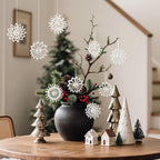 EASY JOY 9Pcs Christmas Hanging Decorations-White Snowflakes Ornaments 3D Christmas Winter Decorations Pure White Hanging Snowflake Decoration for Christmas Tree Garland Winter Home Window Room