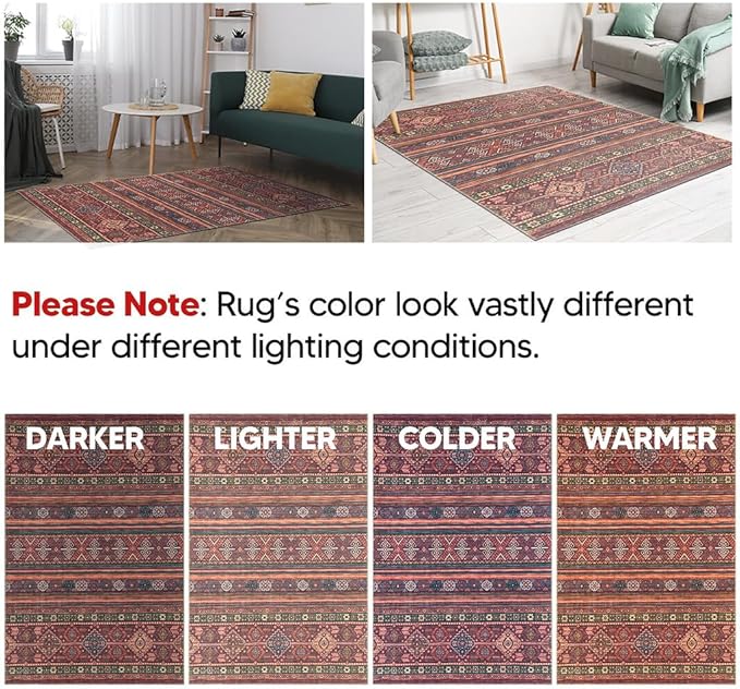 Keen Home Design 2x10 Rug - Machine Washable Runner with Non-Slip Backing, Ideal for Hallway, Entryway, Kitchen, Laundry Room - Vintage, Easy Clean, Durable, Low Pile Rug - (2'6" x 10')