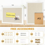 DOLLAR BOSS Bulletin Boards with Linen 2-Pack 16''X 12'' Cork Board for Walls Wood Framed Bulletin Boards, Small Pin Board for Home Kitchen Office Decorative Hanging 20 Pushpins