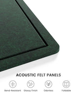 Fluxynara Bulletin Board,35.4" x 23.6" Cork Board Alternative with 12 Safe Removable Adhesive Tabs, Foldable Felt Pin Board for Home Office, Classroom, Bedroom,Entryway for Walls—Pine Green