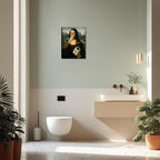 Funny Mona Lisa Canvas Wall Art for Bathroom Decor, Vintage Humor Amusing Toilet Art, Mona Lisa Classical Painting Picture, Whimsical Poster Print Bathroom Wall Decor for Home Decoration 12x16 inch