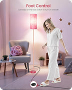 Dimmable Floor Lamps for Living Room with Remote and Foot Switch, 64.4” Modern Standing Tall Lamp, Corner Lamp for Bedroom, Bulb Included, 3000K-6500K, FCC Listed, Sakura Pink PCP06LD05W1