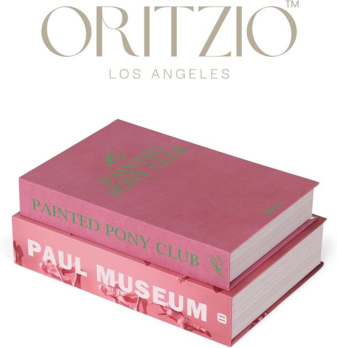 Pink Faux Books Set of 9 - Secret Compartment Fake Books Ideal for Coffee Table, Home Staging, Interior Design & Fashion Books, Beach House, Library Decor, Palm Beach Accessories