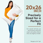 Pillowflex Synthetic Down Pillow Insert - 20x26 Down Alternative Pillow, Ultra Soft Standard Bed Sleeping Pillow, Large Rectangle Sham - 1 Decorative Pillow Form