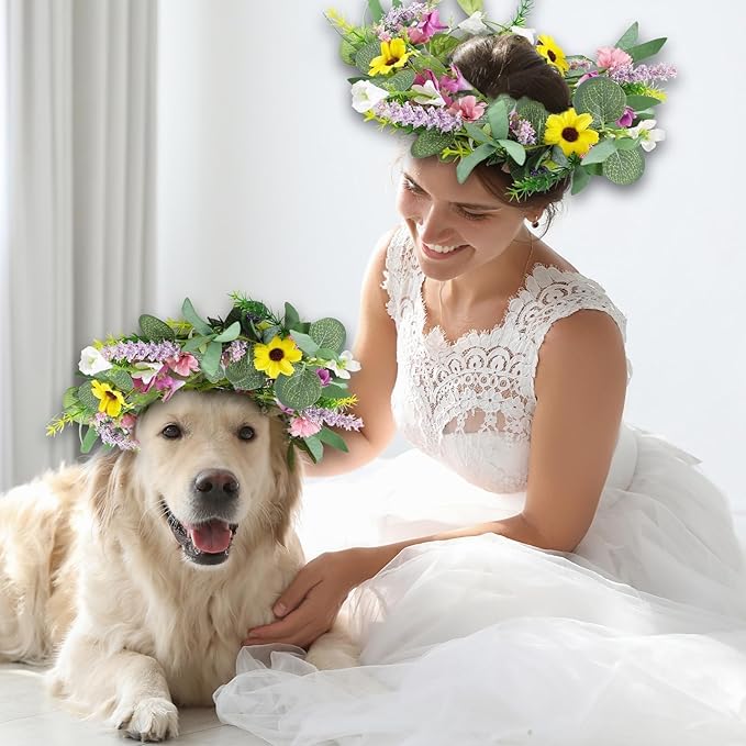 8 Pcs 9" Mini Spring Summer Flowered Wreath Floral Wedding Candle Rings Wreaths Kitchen Cabinet Wreaths with Ribbon for Pillars Wedding Table Centerpiece Farmhouse Party Home Door All Seasons Decor