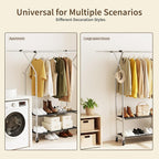 Heavy Duty Clothes Rack,Double Rods Clothing Rack for Hanging Clothes,Rolling Clothing Racks with Wheels,Metal Garment Rack for Bedroom Laundry Living Room,Silver