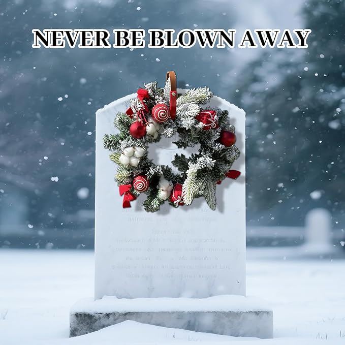 Red Headstone Wreath Hanger, 2-Pack Adjustable Cemetery Wreath Holder for 3'' to 8'' Tombstones & Grave Markers, Heavy Duty Wind-Resistant Decoration for Christmas, Memorial Day, Easter