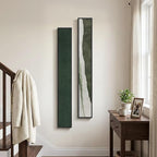 Long Narrow Framed Green Vertical Abstract Wall Art Set, 2 Piece Modern Canvas Prints Paintings Artwork for Walls, Green White Minimalist Pictures for Living Room Bedroom Entryway Hallway Wall Decor
