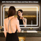 LOAAO 68"x40" LED Bathroom Mirror with Lights, Anti-Fog, Dimmable, Backlit + Front Lit, Lighted Bathroom Vanity Mirror for Wall, Memory Function