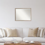 Amanti Art White Wall Mirror 23x29 Hardwood Wedge White Wash Rectangle Bathroom Mirror for Wall Decor Living Room, Large Country Rustic Wood Frame, Hangs Horizonally and Vertically, Bathroom Decor,