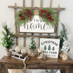 2PCS Artificial Christmas Swags with Norfolk Pine, Red Berries and Pinecones, 24" Christmas Thanksgiving Decorations for Front Door, Mantel, Staircase, Window, Xmas Décor