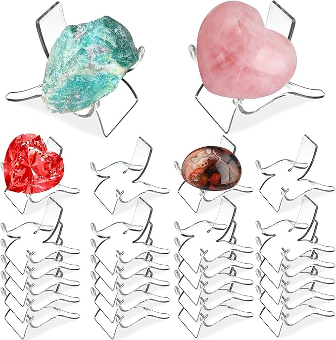 (24 PCS）Display Stand,Acrylic Rock Display stands,Clear Display Easel Stands Pedestal for Crystal Geodes Rock Mineral Agate Fossil Coral crystal/gemstone Small Collectibles Display Stands (Small)