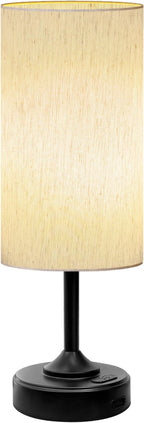 Battery Operated Lamp, Dimmable, Ambient Light, 2700K, Timer, Touch Control, Portable, LED, Wireless, Rechargeable, Cordless, Desk Lamp, Kitchen Lamp, Fabric Shade, for Bedroom, Living Room, Dorm