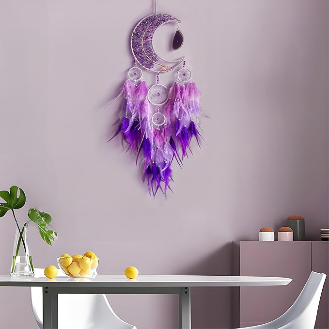 Dream Catchers,Dream Catchers for Adults,Purple Dream Catcher,Dream Catcher for Girls,Purple Crystal Tree Life,Chakra Gemstone Agate Stone,Home Ornaments Craft Gift