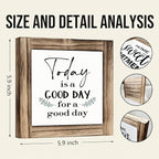 Positive Decor Signs, Decorative Wooden Box Sign, Farmhouse Decor for Shelf, Rustic Home Decors, Front Door Decors, Housewarming Gift, Today is A Good Day for A Good Day Sign, 5.9×5.9 inches