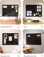 Fluxynara Large Bulletin Board, 47.2" x 35.4" Cork Board Alternative with 24 Safe Removable Adhesive Tabs, Foldable Felt Pin Board for Home Office, Classroom, Bedroom,Entryway for Walls—Black