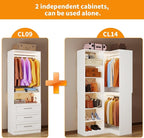 Closet System with 3 Drawers, Corner Closet Organizer Systems with 7 Shelves & 5 Hanging Rods L-Shaped Walk in Closet Freestanding Corner Tower Modular Storage System 2 Sets 1400+ Lbs Capacity White