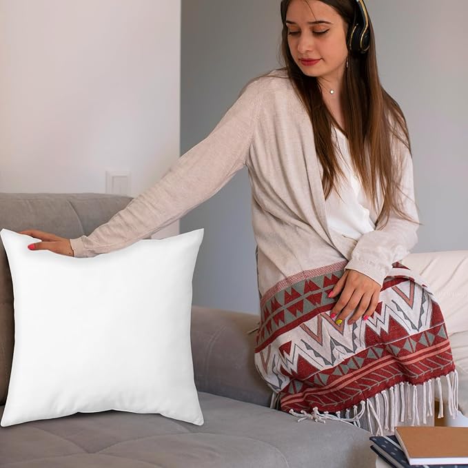 Covers & All Throw Pillow Inserts Only (Pack of 4, White), 65 GSM Non-Woven Fabric with 15D Silicon Fiber Filling, Durable Soft Universal uses for Home Decor Office Indoor Outdoor (Square 28" x 28")