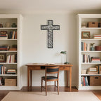 Black Metal Cross Wall Decor Iron Christian Cross for Home Church, Hollow Out Artistic Hanging Ornament, Crosses Wall Decor for Living Room, Bedroom, Decorative Thankful Religious Gift 41.3x27.4 inch