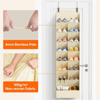 Lifewit 8 Tier Over the Door Shoe Organizer with 15 Large Deep Pockets, Fabric Hanging Shoes Shelf for Closet, Dorm Storage, Fit Up to 16 Pair Shoe Rack Holder for Sneakers, Boots, Beige