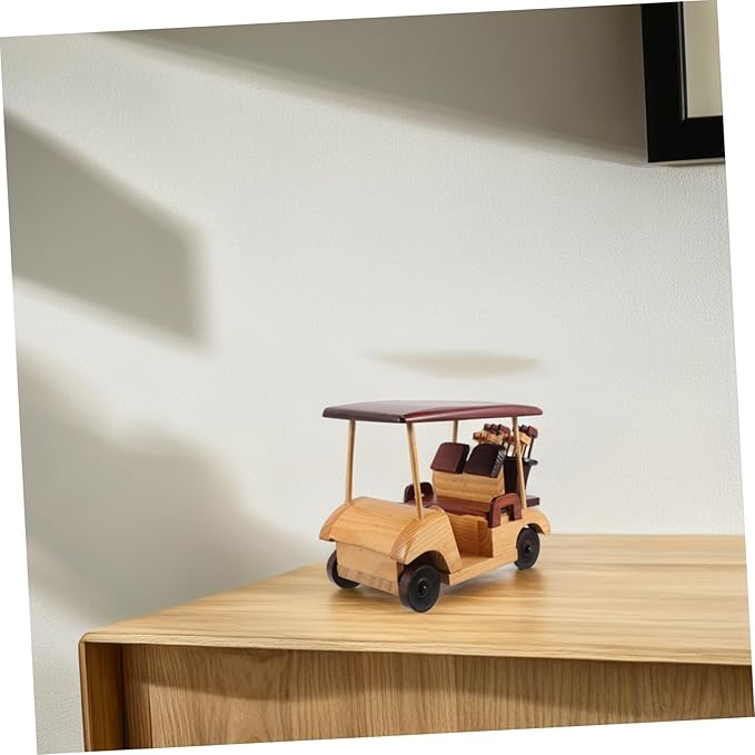 INOOMP Vintage Wooden Car Sculpture Retro Desk Display Model Antique Vehicle Figurine with Natural Finish for Home Decor and Collectors