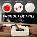 Amylove 2 Pcs Cool Ashtray Creative Poker Ceramic Cigarette Ashtray for Stoners Ceramic Poker Cigarette Accessories for Home Office Stoner Room Decor Men Women Gift Supplies