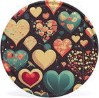 Wall Picture, with Heart Crush Flower Printed Circular Iron Hanging Picture,Wall Art Decor,Home for Bedroom Living Room Bathroom Decor,Iron Painting 11.8X11.8 in