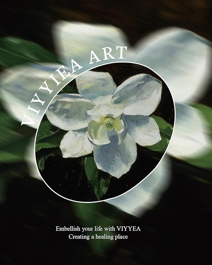 VIYYIEA Gold Framed Vintage Wall Art for Living Room, Flowers Canvas Prints Home Decor, Oil Painting Picture, Bedroom Wall Decor Gifts for Friends or Family -【Magnolia】-(10L x 8W)