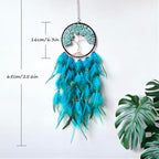 Dream Catchers, Dream Catcher Tree of Life Wall Decor, with Natural Healing Crystal Stone, Perfect Turquoise Handmade Dreamlike Dream Catcher for Bedroom Art Craft Gift