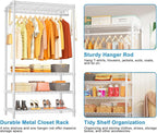 Ulif H4 Portable Closets, 4-Tier Metal Clothes Garment Rack for Bedroom and Cloakroom, Clothing Closet Storage and Organizer Wardrobe, 35.4" W x 14" D x 76.4" H, White