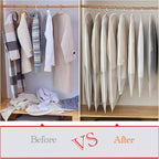 Hanging Garment Bags Hanging Clothes Bags (Set of 12) for Clothes Storage Bag with Zipper for Suit, Sweaters Travel Laundry Wardrobe Closet Garment Dust Cover Bags (White, 24'' x 48'')