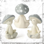 Meditation Mushroom Resin Statue - Cute Meditation Mushroom Statue for Desk Living Room Resin Figurine for Home Patio Office Decoration Cute Plant Statues for Tabletop Garden Backyard Decor