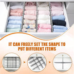 Blosssound 15 Pcs 5.12 Tall Drawer Divider Adjustable Drawer Organizer DIY Ultra Deep Storage Organizer Separator with Fixed Buckle for Underwear Socks Dormitory Office Kitchen Bedroom(Grey)