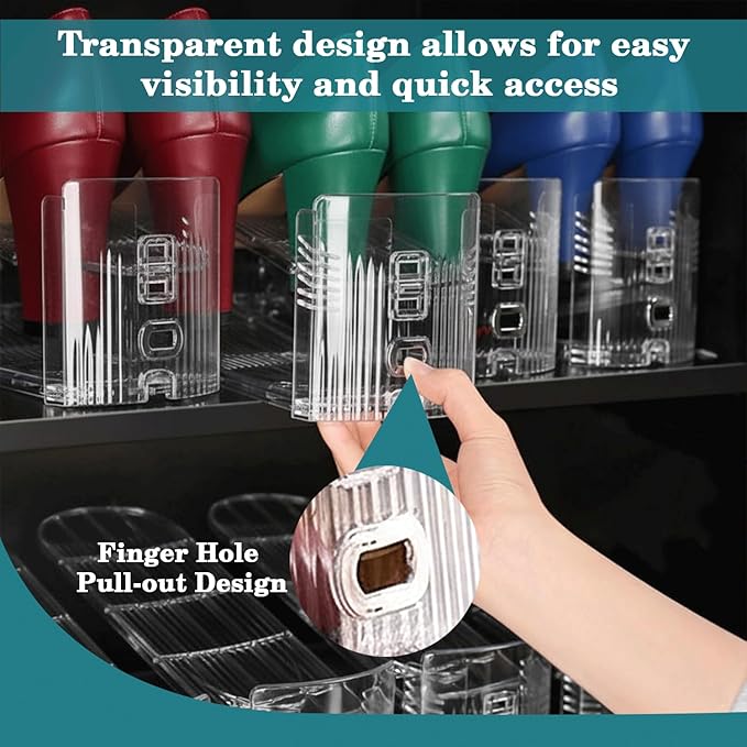 12 Pack Shoe Slots Organizer, Durable Stackable Shoe Holder for Closet Organization, Clear Double Layer Shoe Space Saver, Adjustable Shoe Stacker for Slippers, Loafers, Heels & Sneakers