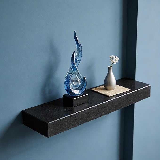 Modern Abstract Art Table Decoration,Resin Flame Statue Modern Centerpiece Ornaments for Living Room Great Gift Idea Home Decor,Collectibles (Blue foil)