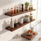 40 Inch Floating Shelves, Solid Wood Wall Shelves, 8 Inch Deep Floating Shelf – for Bathroom, Bedroom, Living Room, Kitchen, Home Decor & Storage, Heavy-Duty Wooden Shelf Wall-Mounted, Set of 2