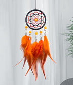 Small Dream Catcher Orange, Car Dream Catcher for Rearview Mirror Hanging Accessories, Mini Dream Catchers for Boys