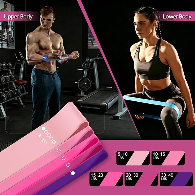 Resistance Bands for Working Out, 5 Levels Resistance Exercise Bands with Woven Bag, Bands for Working Out Women Men, Yoga, Pilates, Rehabilitation Training