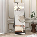 BEAUTYPEAK Full Length Mirror 64"x21" Nano Glass, Standing Rectangle Floor Mirrors Body Dressing Wall-Mounted for Living Room, Bedroom, Black