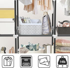 LOKEME Portable Closet, Portable Closets for Hanging Clothes with 3 Hanging Rods and 6 Storage Shelves and 4 Side Pockets, Black Wardrobe Closet Easy to Assemble and Strong and Stable