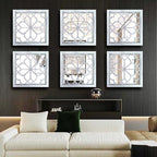 Wocred Set of 4 Mirrors Square Wall Mirror,Gorgeous Rustic Farmhouse Accent Mirror,Rustic White Color Entry Mirror for Bathroom Renovation,Bedrooms,Living Rooms and More(12”x12”4pcs)