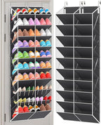 20-30 Pairs Over the Door Shoe Organizer, Clear Pockets Hanging Shoe Storage for Closet, 10-Tier Door Shoes Rack, Handing Shoes Holder Fit All the Family's Sneakers, Boots, Heels, Dark Grey