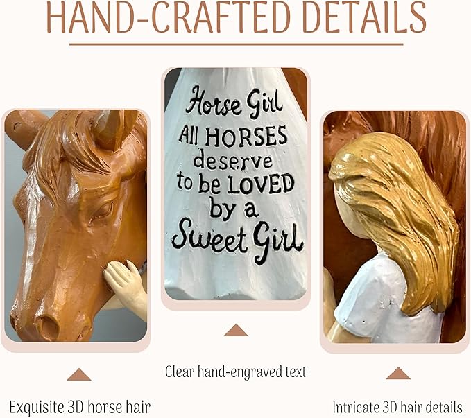 Girl and Horse Figurine – Horse and Girl Figurine, Equestrian Women Gifts, Gift for Horses Girls, Horses Lover Gifts for Girls, Equestrian Themed Gift for Women