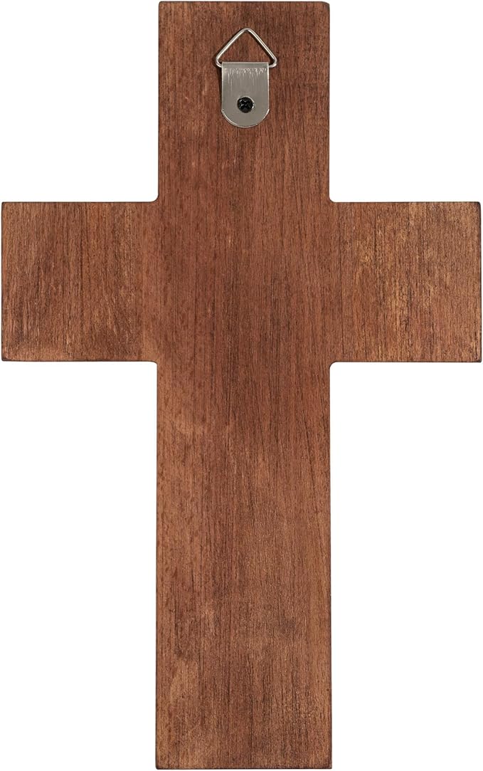 BGCOPPER Crucifix Wall Cross Handmade Wooden Cross with Hook, Christian Wall Art Jesus Wall Cross Gifts for Church Home Room Decor Christmas Cross - 20 Inch